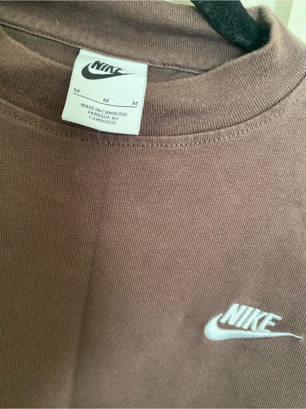 Nike Brown Cropped Boxy Tee with White Logo